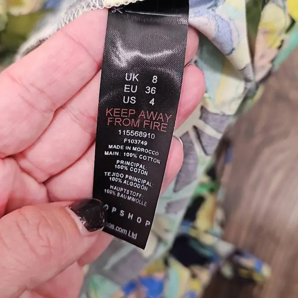 NWOT TOPSHOP cut out side floral poplin mini dress - Picture 10 of 12
